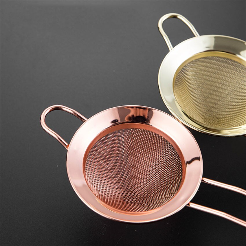 Colador de cóctel de espino de acero inoxidable 304, colador de jugos de malla fina, herramientas de barra de Color dorado de cobre para barman