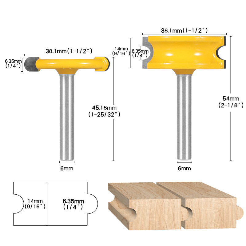 Juego de brocas para carpintería, herramientas de corte de espiga de madera de aleación de tungsteno y cobalto, vástago de 8mm y 1/4 pulgadas, 2 piezas: 6mm