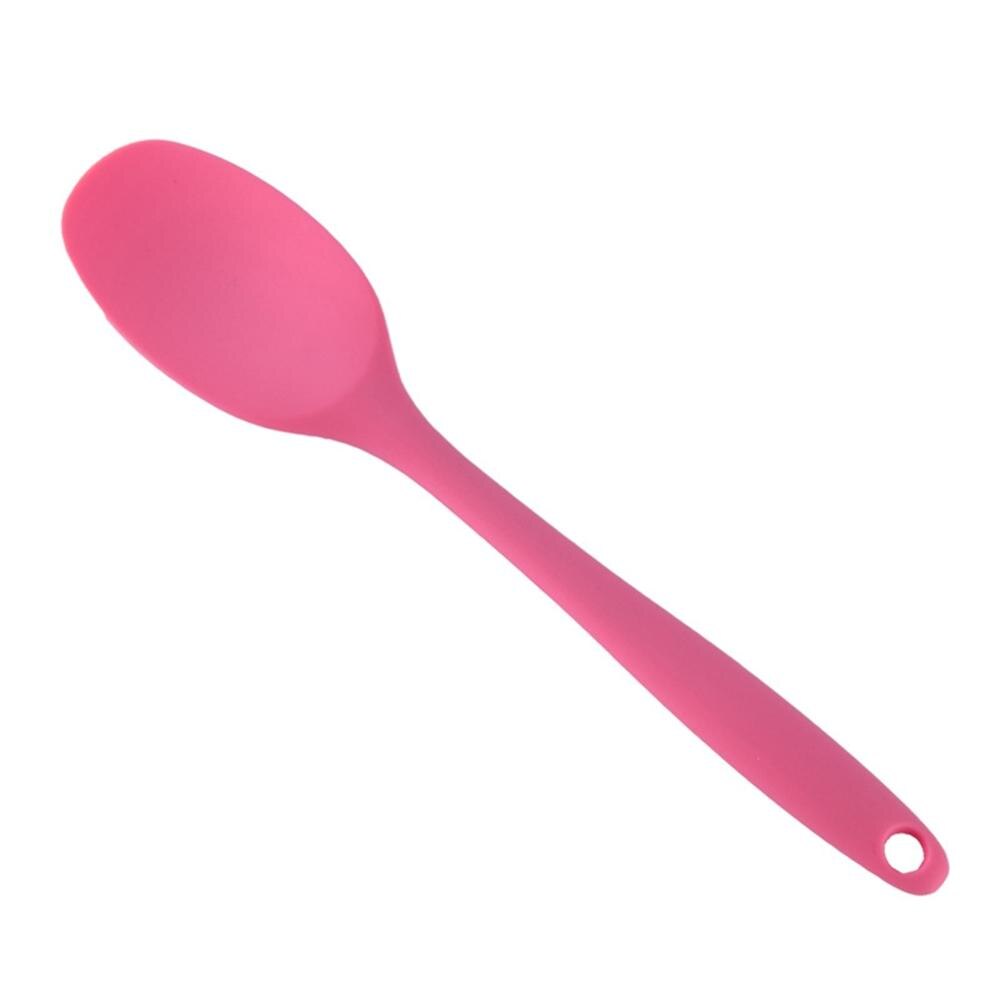 Utensilios de cocina de grado alimenticio, cuchara de sopa de mango largo de silicona, Color sólido, cubiertos de silicona, utensilios y accesorios, 5 colores: Pink