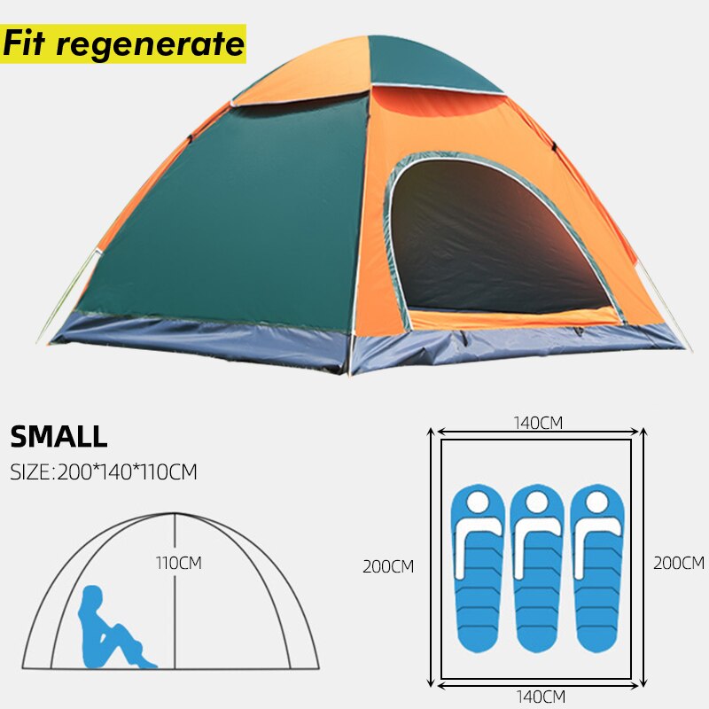 1-4 Persons Family Camping Tent Automatic Rapid Waterproof Pop Up Open UV Protection For Hiking Beach Travel Outdoors: size S