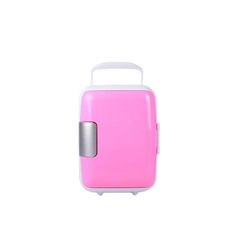 4L Mini araba elektronik buzdolabı Ultra sessiz düşük gürültü soğutucular araba Mini buzdolapları dondurucu soğutma ısıtma kutusu: Pink