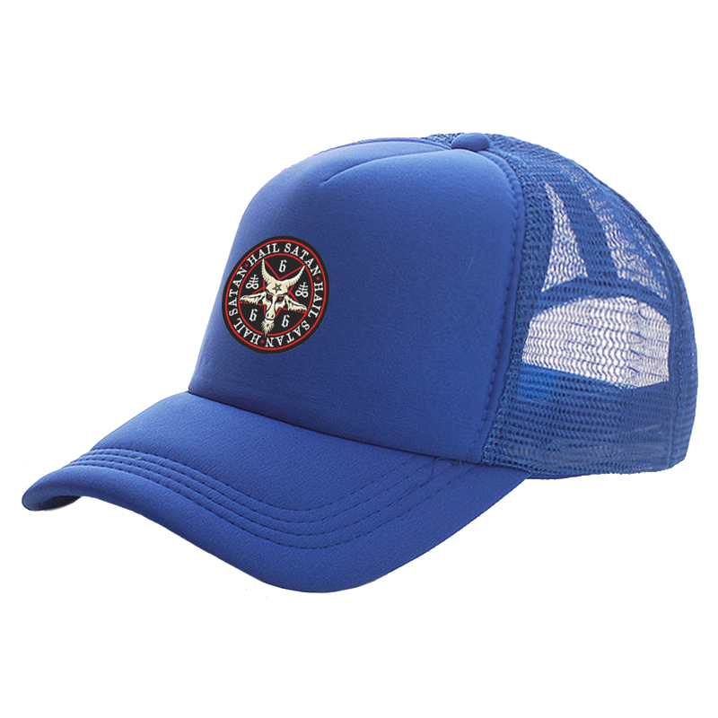Hail Satan 666 Baphomet pentagramme casquette de camionneur hommes pendentif rouge chèvre chapeau casquette de Baseball Cool été unisexe maille Net casquettes: camouflage