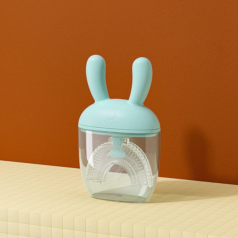 Spazzolino da denti a forma di U per bambini spazzolino da allenamento manuale per bambini spazzolatura a 360 gradi strumenti per la pulizia orale con coperchio antipolvere per 2-12 anni: S3-L