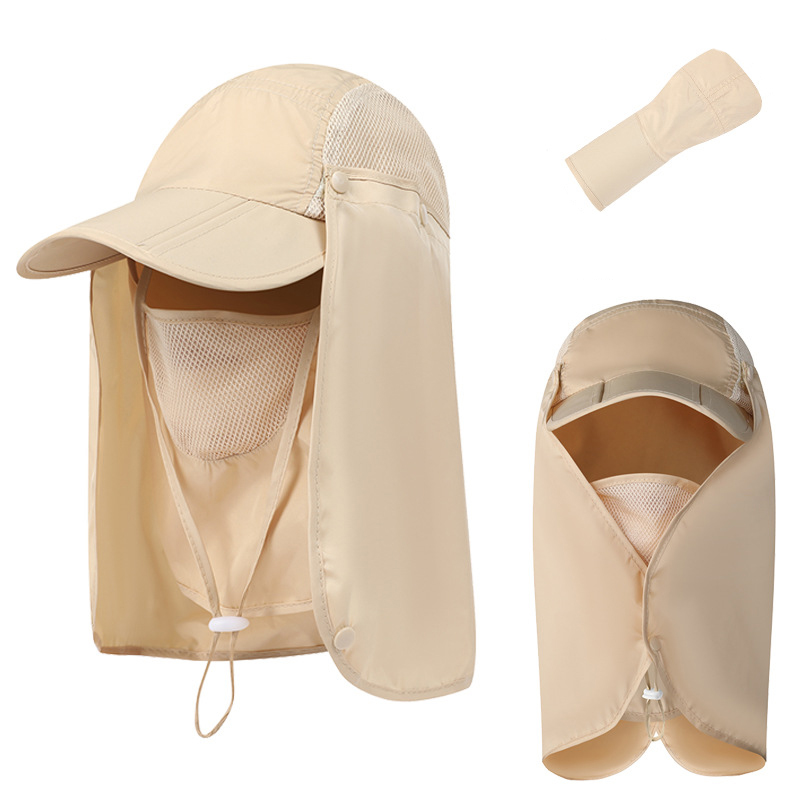 Unisex Collapsible Sunhat Summer Outdoor Quick-drying Sunscreen Fisherman Hat Fishing Breathable Sun hats Female Face Mask: CA042-B