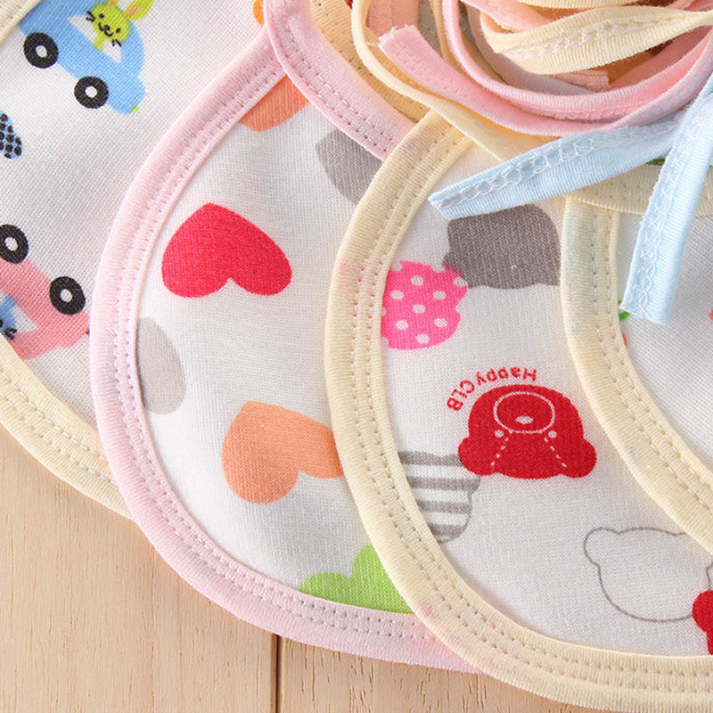 10pcs/lot Waterproof Pure Cotton Brushed Baby Bib Print Infant Bib Newborn Baby Boys & Girls Saliva Towel Random Color