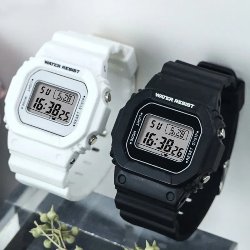 Relojes de para mujer, reloj deportivo Digital transparente informal en blanco y negro, reloj de para amantes, reloj de pulsera para niños, reloj para parejas