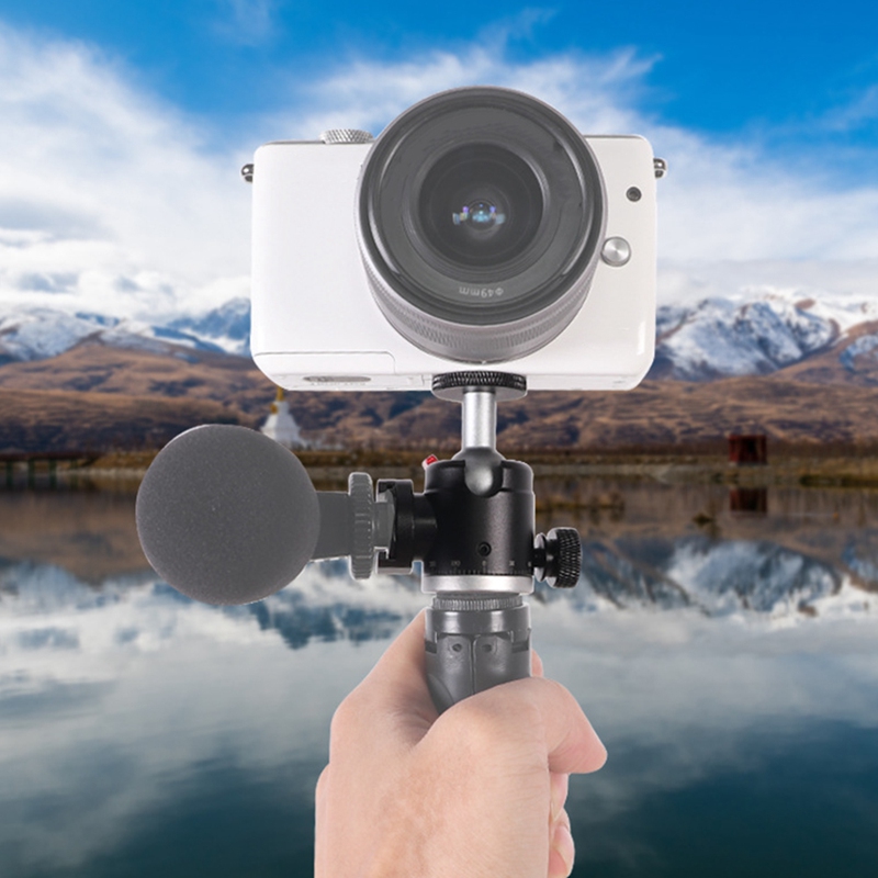 Ball Head Mount Aluminum Alloy Swivel Mini Ball Head 1/4 inch Screw Mount for DSLR Camera Fill Light Tripod Ball Head