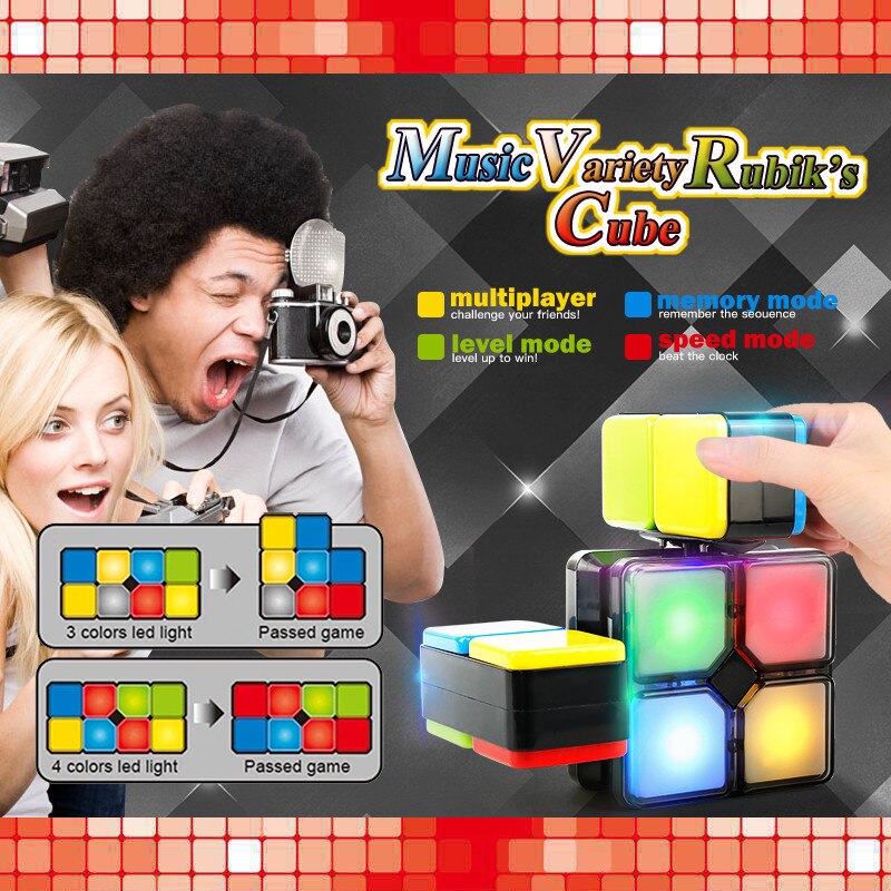 Verwisselbare Intelligente Puzzel Uitdaging Cube Met Led Licht Elektronische Magic Cube Speelgoed Voor Kinderen Anti Stress Cube Puzzel