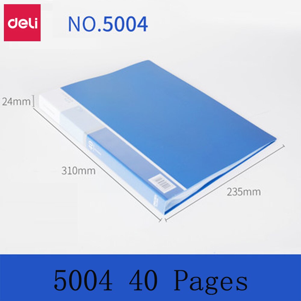 Deli A4 File Bag Data Book Large Capacity File Folder Briefcase Office Stationery Multiple Pages Optional Office School Supplies: 5004 40 Pages