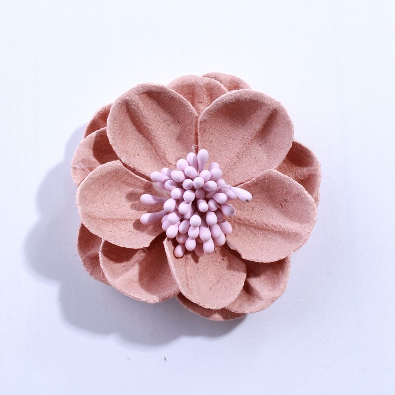 10 pièces 5 CM solide artificielle feutre fleurs pour cheveux accessoires avec étamine bandeau vêtements accessoires U choisir les couleurs: Peach