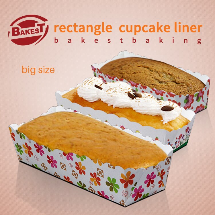 BAKEST 50 stks per lot Grote Rechthoekige Cake Bakpapier Cup Meerdere Patroon Selectie