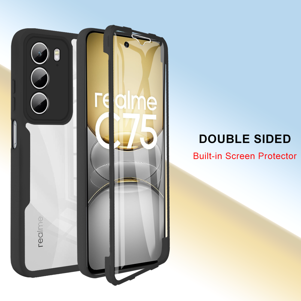 etui na Realme C75 4G, pełna ochrona 360, przezroczyste etui na telefon Realme C75 C 75 RealmeC75 z silikonowym bumperem