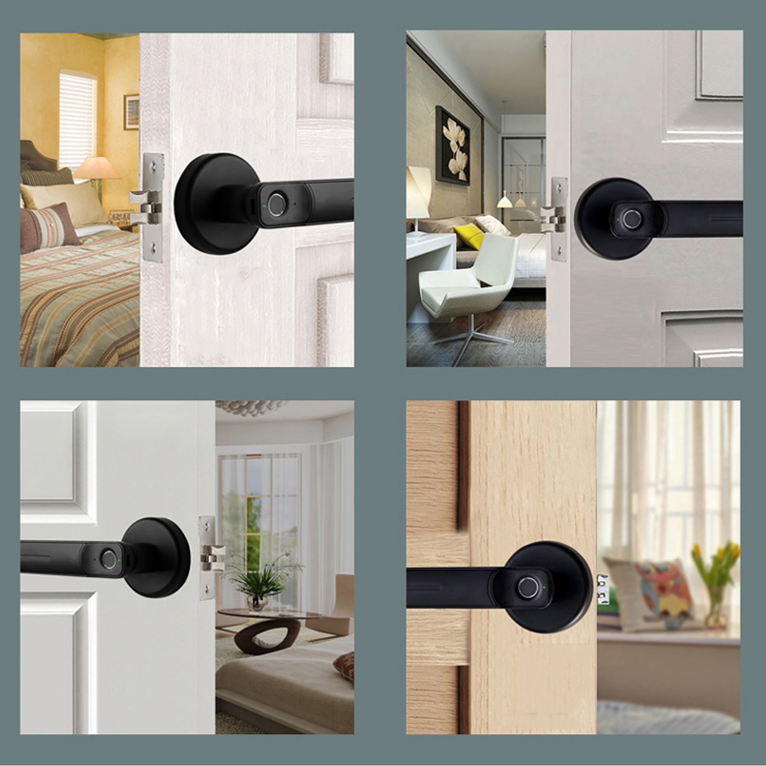 WAFU empreinte digitale poignée clé serrure de porte pour chambre bureau intelligent levier porte bouton en alliage de Zinc empreinte digitale poignée serrure WF-017