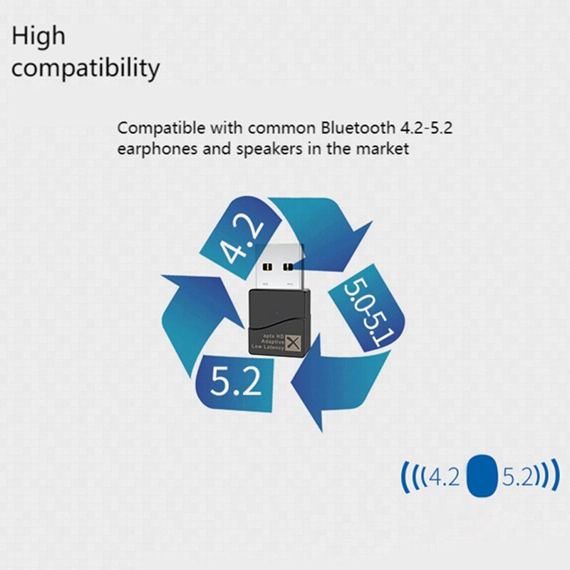 AU42 -Bluetooth Adapter Driver-Gratis Usb Bluetooth 5.2 Zender + Usb Verlengkabel QCC3040 Chip