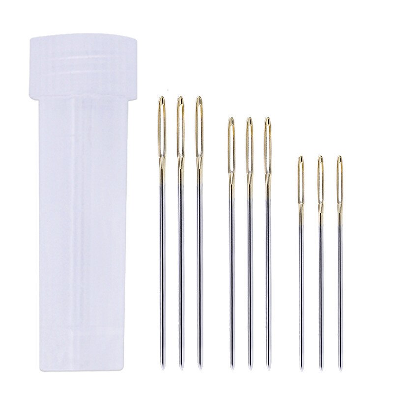 Jiwuo 100pcs Cross Stitch Embroidery Needles 22# 24# 26# Large Eye Hand Sewing Needles With Threader Home DIY Sewing Tool: 3pcs each size