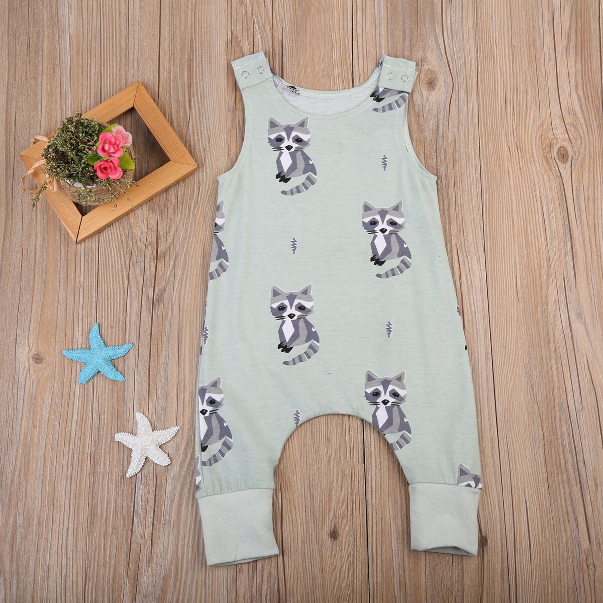 Pudcoco Cute Newborn Baby Boys Girls Racoon Romper Summer Sleeveless Clothes Jumpsuit Outfits Clothing