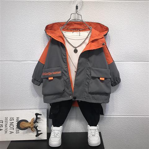 2022 jesień Kdis ubrania duża kieszeń kurtki berbeć chłopcy stroje moda koreańnarty nastolatki chłopiec odzież z kapturem: Ciemnoszary / 5