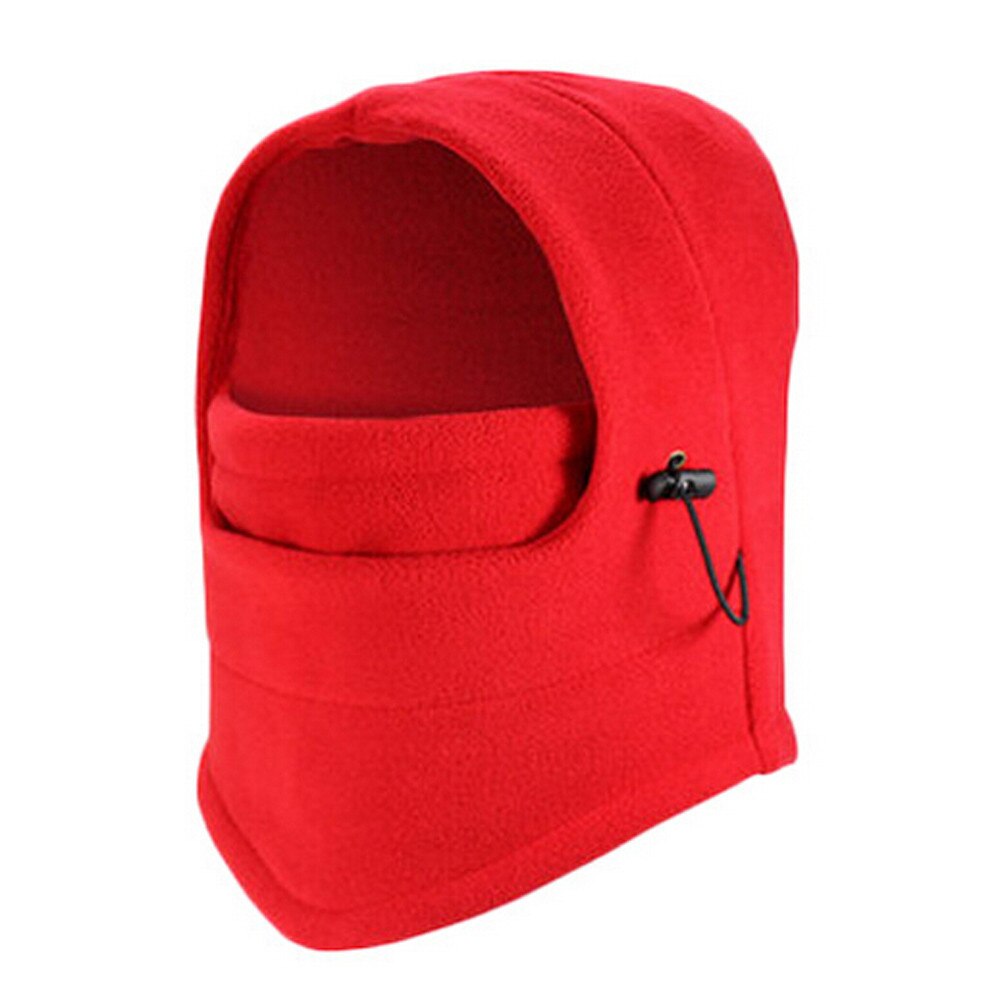 Warm Cap Winter Men Women Hats Waterproof Thermal Fleece Balaclava Hat Hooded Neck Warmer Hiking Scarves: red