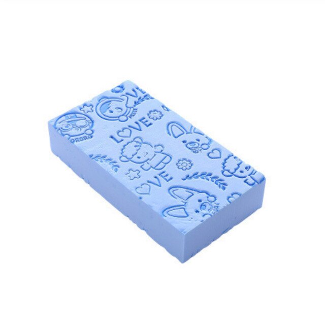 Bad svamp spets tryckt skrubb dusch baby bad skrubber exfolierande skönhet hudvård svamp ansiktsrengöring spa badboll 1pc: Himmelsblå