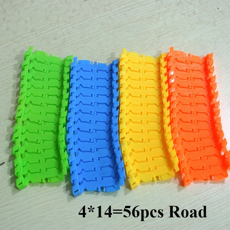Diy Monteren Universal Racing Set Spoor Auto Flexibele Educatief Rail Auto Puzzel Speelgoed Voor Kinderen: 56Pcs Road