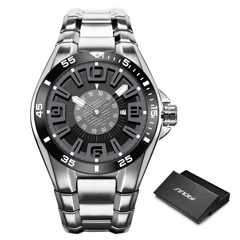Sinobi 100% Rvs Luxe Heren Horloges Lichtgevende Waterdicht Mannetjes Quartz Sport Horloge Reloj Hombre: Default Title