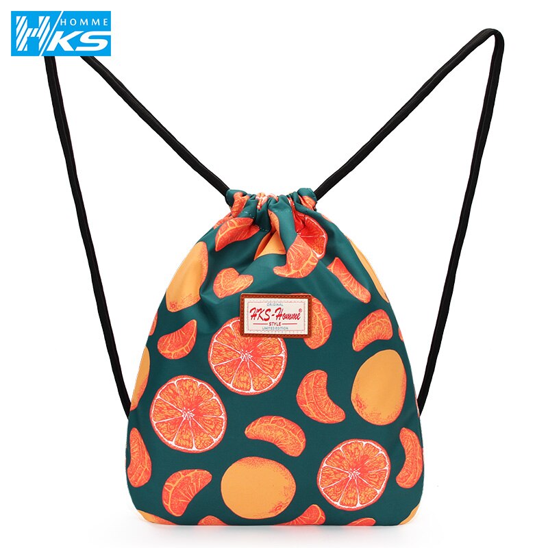 Sac À Dos À Cordon 3D Orange Sacs D'impression Sac À Cordon Sac De Voyage Femmes quotidien Sac Casual Imperméable