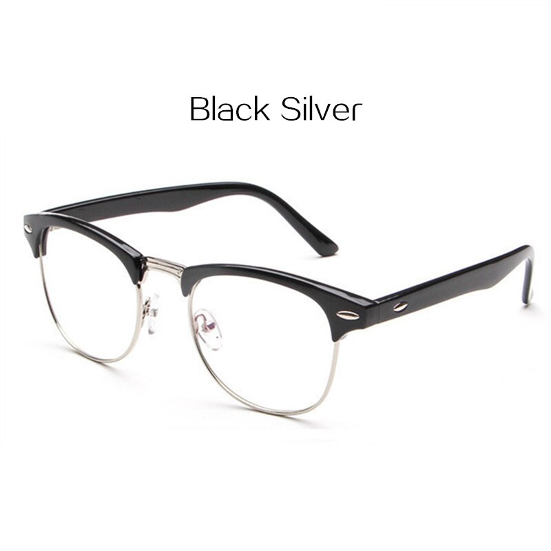 Optical Glasses Spectacle Frame For Men Women Glasses With Clear Eye Glass Male Female Clear Transparent Glasses Frames: Black Silver