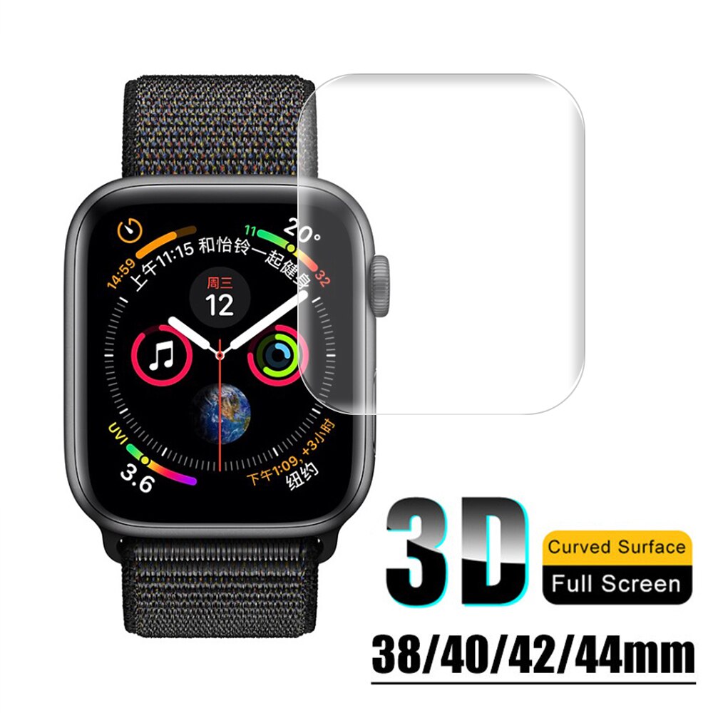 Película de relógio para apple watch, película de relógio de cobertura completa para iwatch series 4 3 2 1 40/44/película protetora para smartwatch de 38/42mm, acessório para relógio inteligente