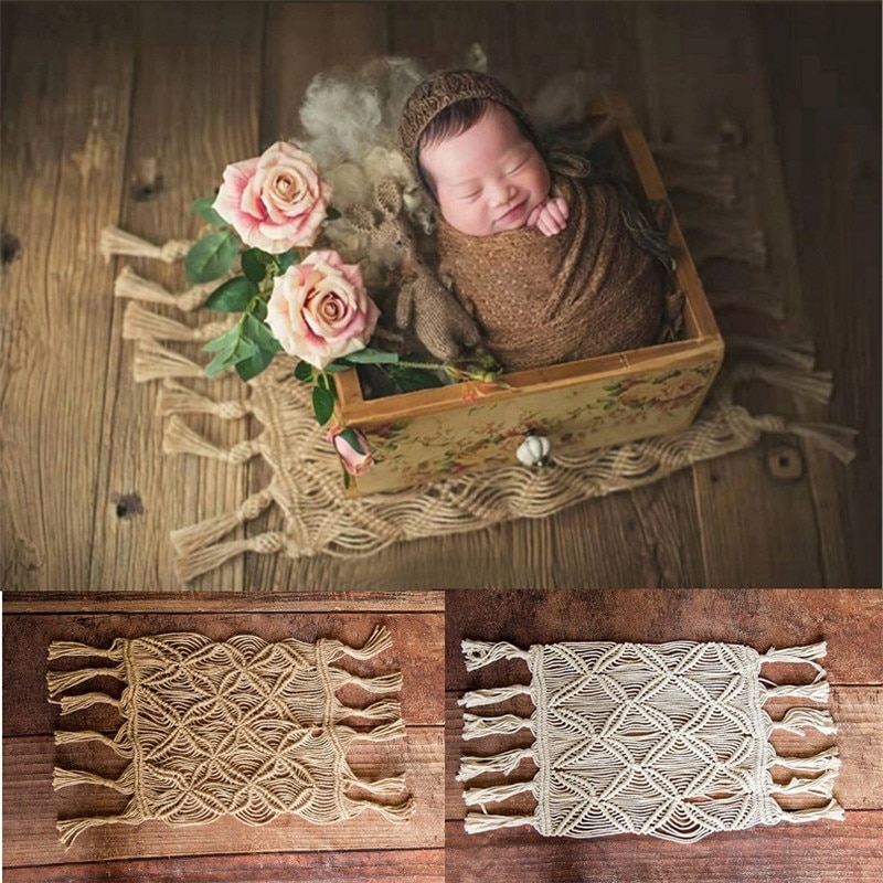 Nyfødt fotografering baggrund tæppe boheme håndlavet strikketæppe baby photogarphy rekvisitter tæppe skyde studie tilbehør