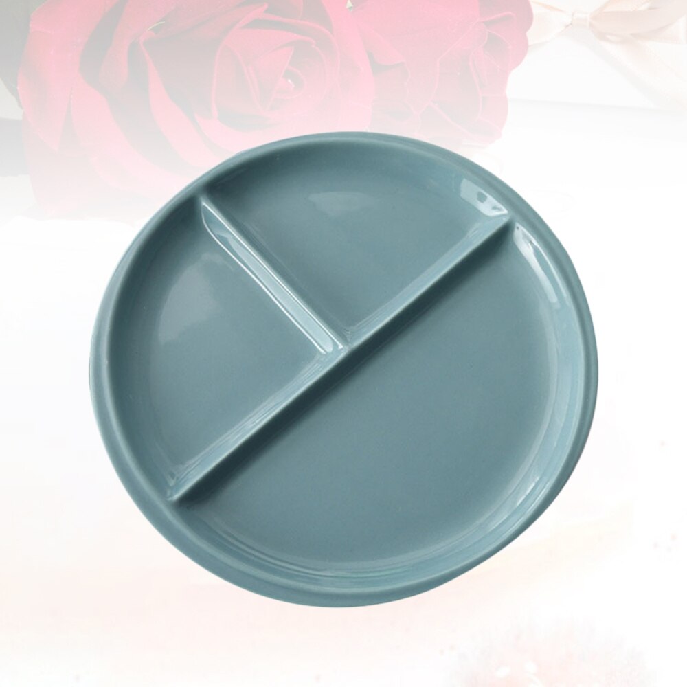 1PC Round Ceramic Plates Simple Three Compartments 10 Inches Porcelain Plate for Home Decor
