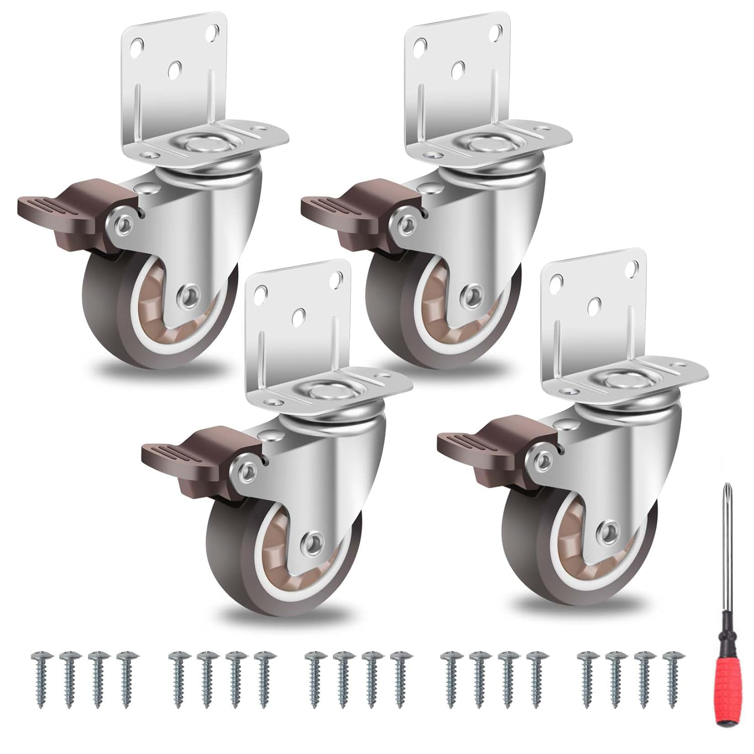 2- tommer l-formede små gummihjul med kuglelejer 360- graders plade drejelige hjul til møbler osv. hjulhjul