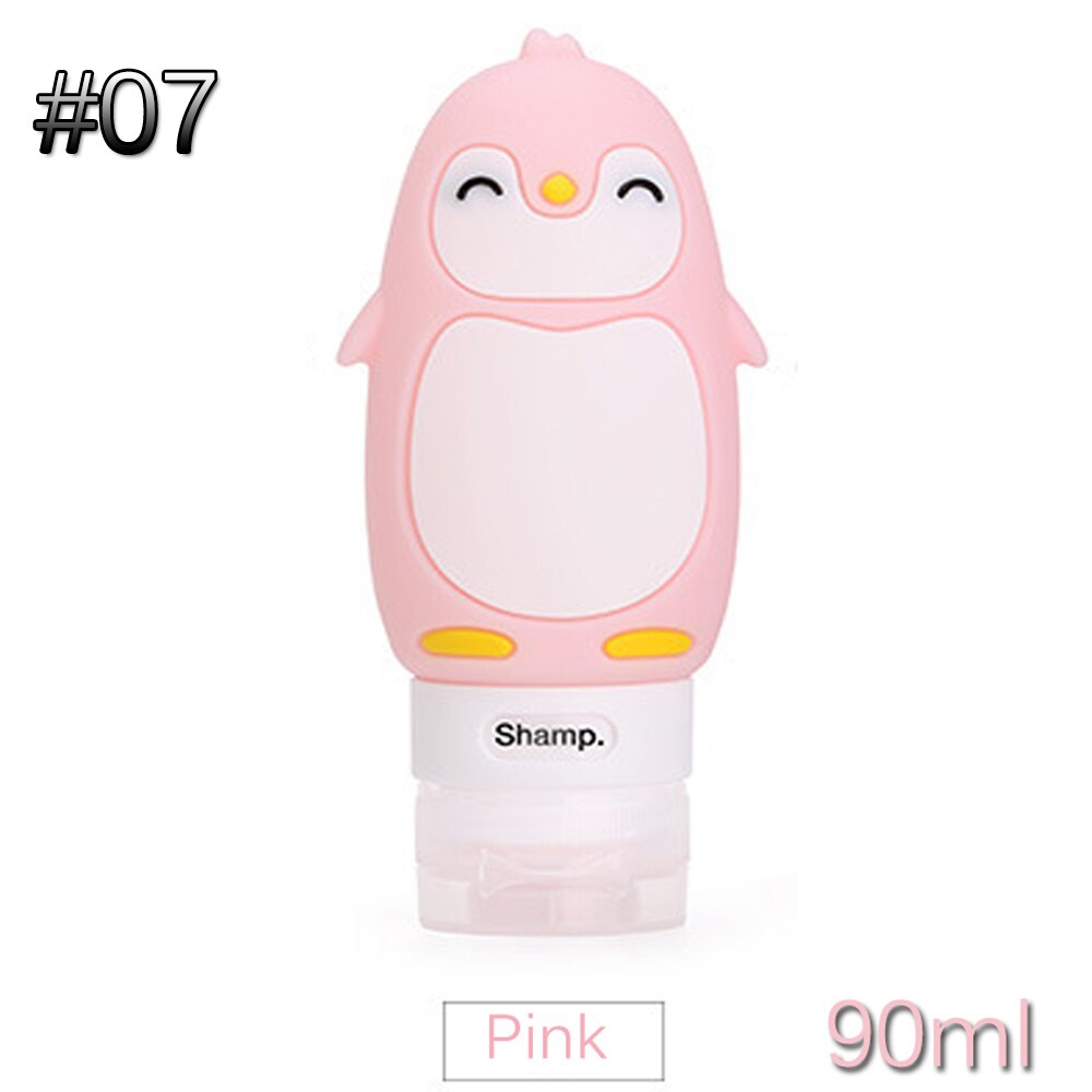 60/80/90 Ml Food-Grade Siliconen Flessen Makeup Shampoo Douchegel Lotion Sub-Bottelen Buis leuke Reizen Squeeze Lege Fles: Type3-90ml pink