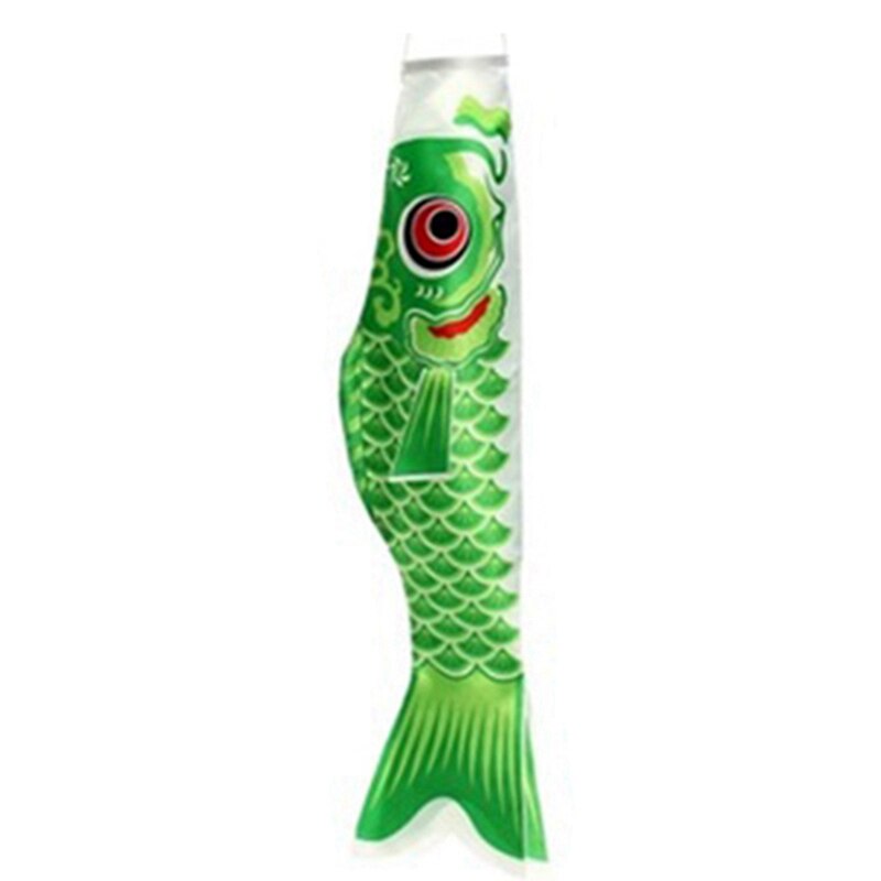 2x Japanse Karper Windzak Streamer Vis Vlag Kite Cartoon Vis Kleurrijke Windzak Karper Wind Sok Vlag 70Cm Blauw & groen