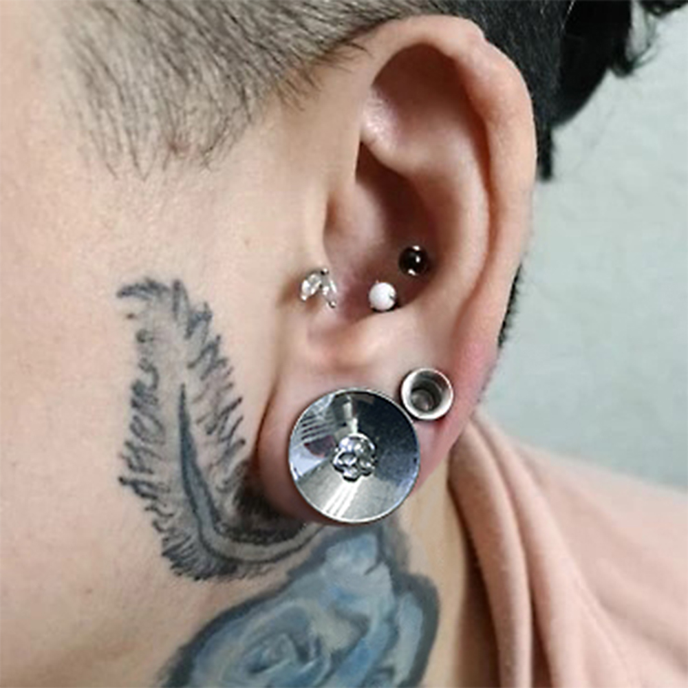 Twolobes, 2 uds., medidores de oreja de acero inoxidable, túneles, expansor, Piercing, mujeres, hombres, joyería corporal, tapones, camilla, calavera redonda