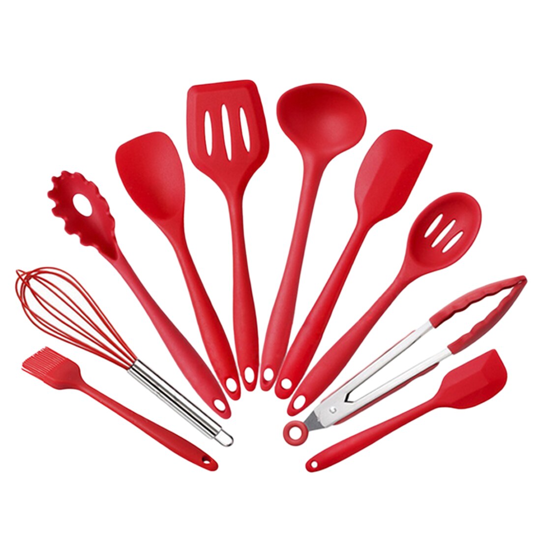 10pcs/set Silicone Kitchen Utensils Cooking Utensil Set Spatula, Spoon, Ladle, Spaghetti Server,Gadget Cooking Tools