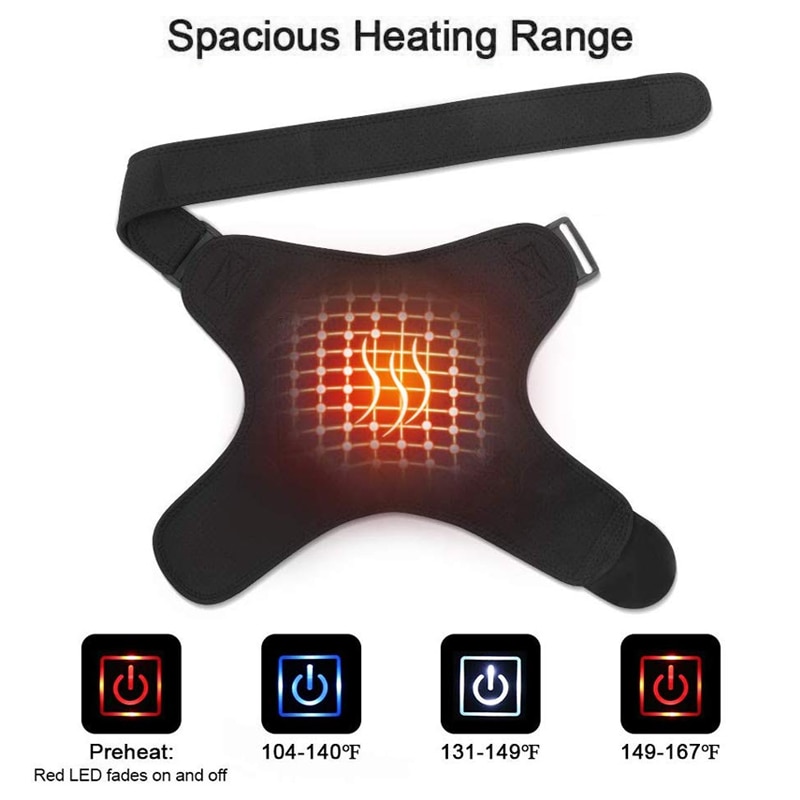Adjustable Shoulder Heating Pad Heated Shoulder Brace for Men and Women Cold Therapy for Frozen Shoulder, Rotator Cuff and S