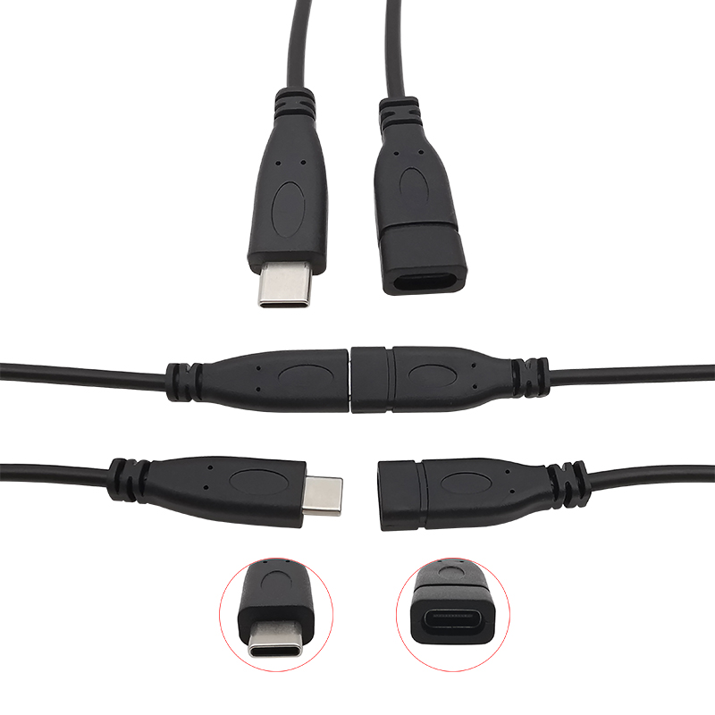 Cable de fuente de alimentación USB tipo C, adaptador de conector de enchufe macho y hembra de 2/4 pines para Cables de carga de datos, reparación de Cables DIY