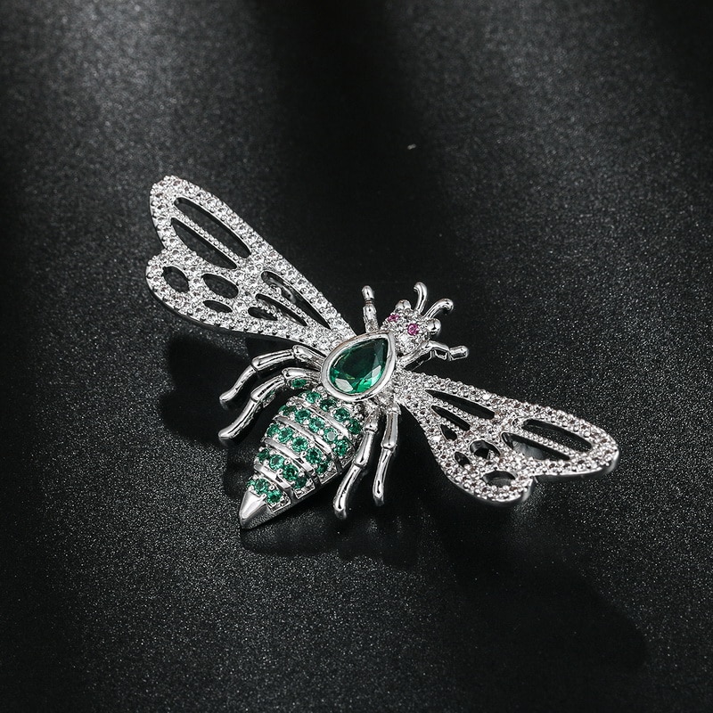 WEIMANJINGDIAN Cubic Zirconia CZ Crystal Insect Bee Brooch Pins for Women