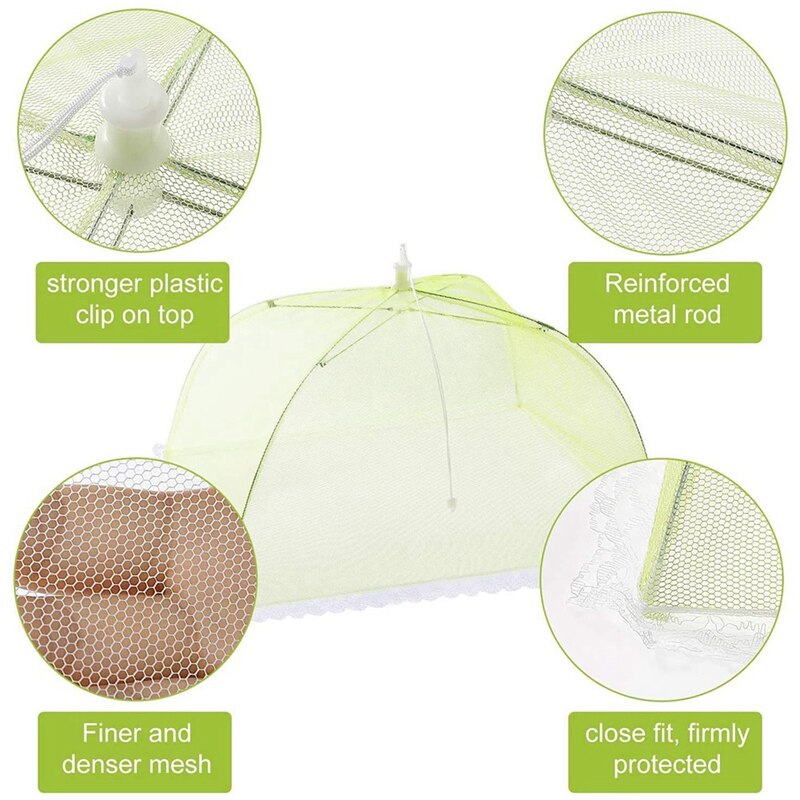 Mesh Screen Food Cover 6 Pack, Collapsible Colorful Umbrella Tent Keep Out Flies Bugs Mosquito Great Outdoor, Picnics