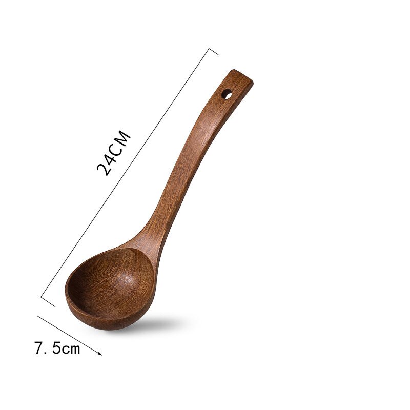 Thaïlande teck bois naturel vaisselle cuillère antiadhésive Pan riz cuillère longue passoire à riz cuisine outil de cuisson: 1pcs  24cm