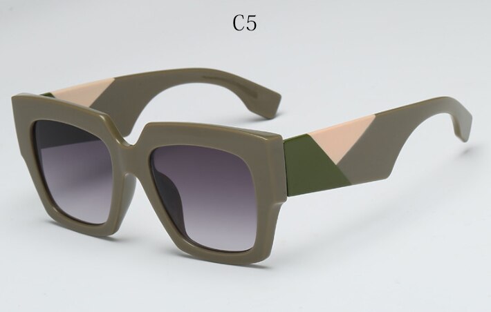 Overdimensionerede firkantede solbriller kvinder mænd luksusmærke solbriller dame retro stor ramme gradien solbriller  uv400: C5 grøngrå