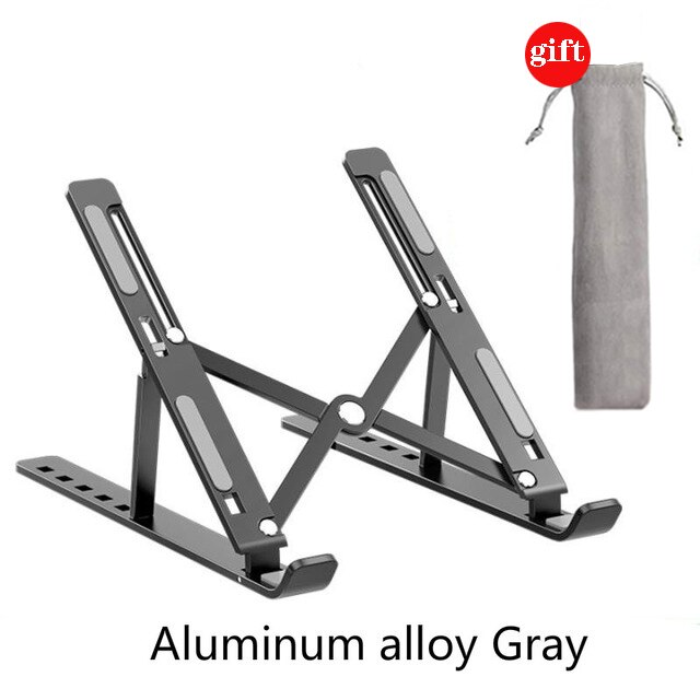 Laptop Holder for MacBook AirPro Adjustable Foldable Aluminium Alloy Support Base Notebook ,Laptop Stand for PCNotebook: Aluminum Gray