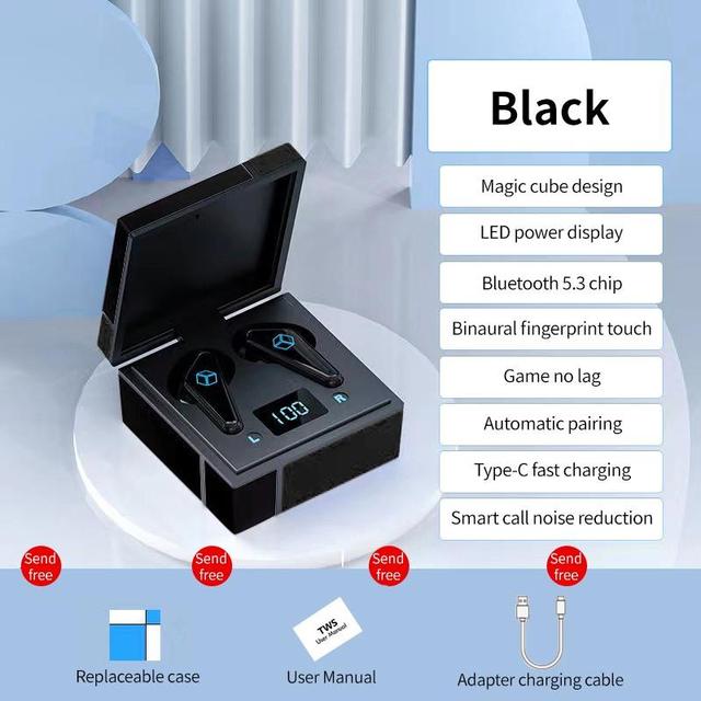 Bluetooth 5.3 Earphones LED Power Digital Display Headset Touch Control In-Ear Earbuds Noise Cancel Earphone For Smartphones: Black