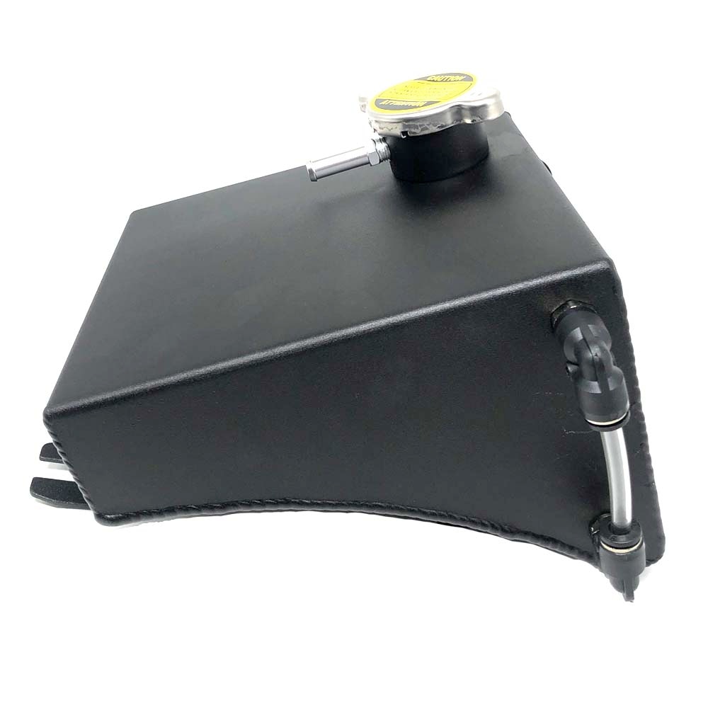 Black Powder Coated / Chrome Polished Aluminum Coolant Overflow Water Triangle Reservoir Expansion Tank for 240sx S13S14