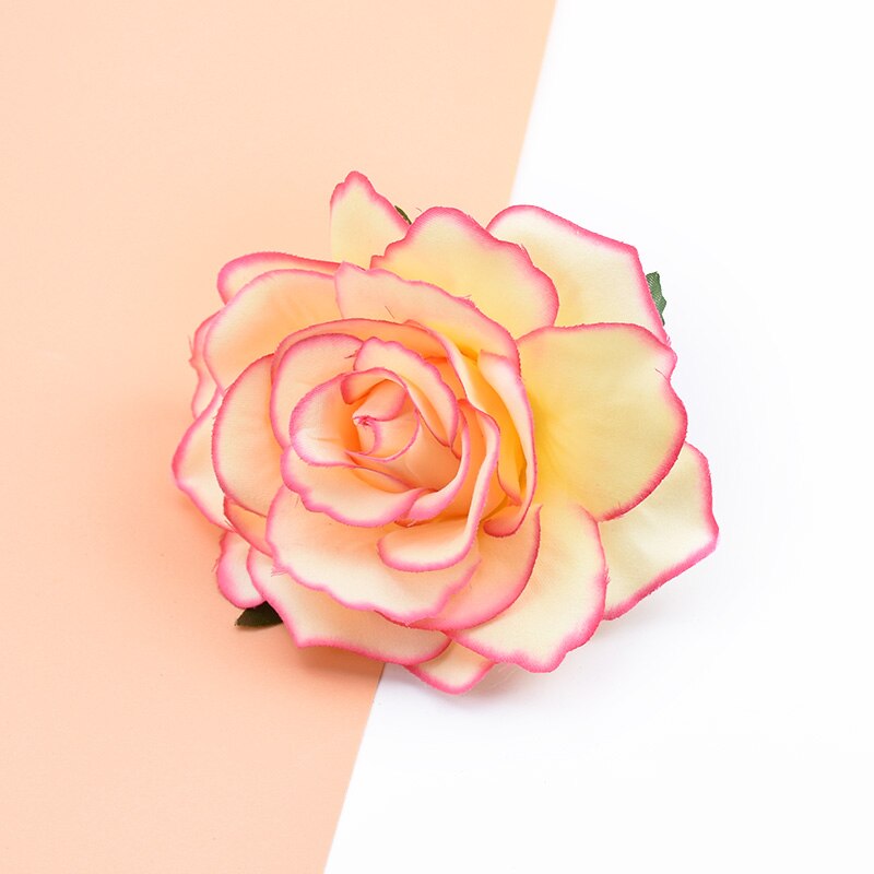 10 stk kunstige blomster til hjemmet bryllup dekoration julekrans brud broche diy håndlavet æske silke roser blomstervæg: Farve 12