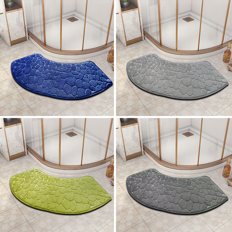 3D Non Slip Bathroom Velvet Mat Cobblestone Embossed Bath Mat Absorbent Doormat Carpet Door Floor Mat Machine Wash Dry Quickly