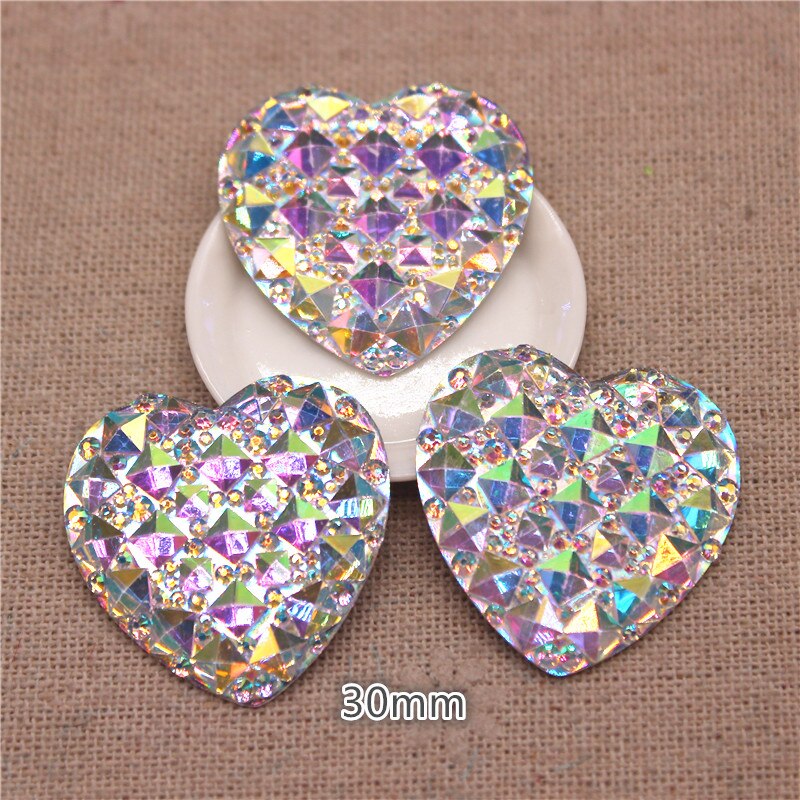 10mm-30mm corazón de resina cristal ostentoso AB diamantes de imitación cabujón plano piedra DIY decoración del hogar manualidades accesorios para álbum de recortes: Opaco