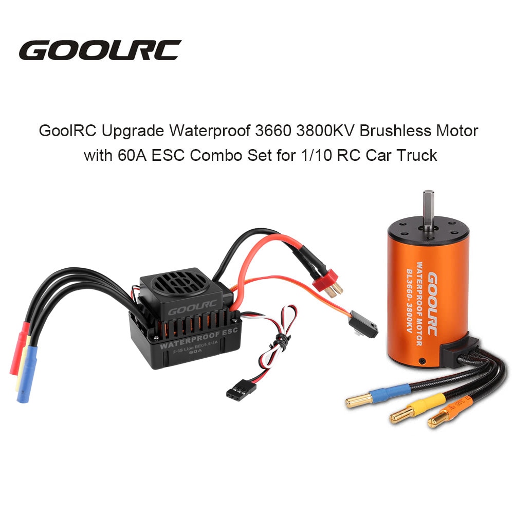 GoolRC Moteur RC Car 1:10 Parts 3650 3660 F540 3500KV 3100KV 3300KV 3800KV 3900KV 4300KV 4370KV Brushless Motor 45A 60A ESC: 3800KV Motor 60A ESC