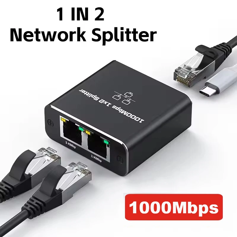 Gigabit ethernet splitter 1 to 2/3/4, 1000 mbps  rj45 lan internet splitter til computer/hub/switch/router/set-top boks/digital-tv: Orange