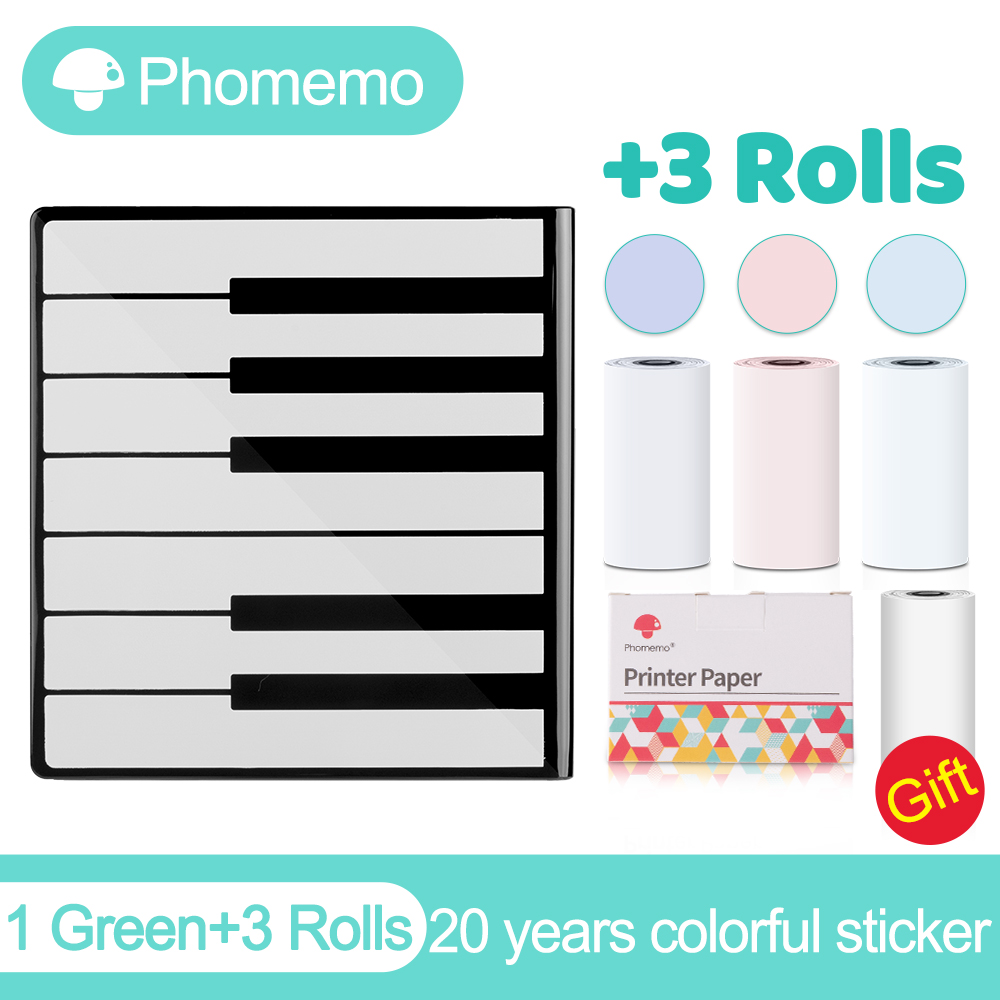 Phomemo M02 Thermal Portable Printer Wirelessly BT 203dpi Photo Label Memo Wrong Question Printing with USB Cable Imprimante: PI add 4 Sticker